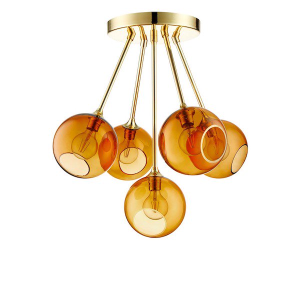 【DESIGN BY US】デンマーク・北欧照明 ガラスボールペンダント照明 「Ballroom – Amber」5灯（W680×H660mm）