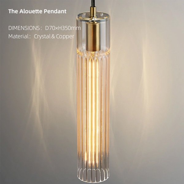 【リーズナブル】デザイン照明 ペンダントガラスシェードライト・1灯（W70×H350mm） 