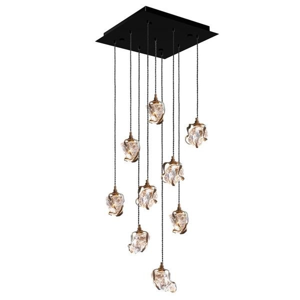 【MARETTI】オランダ・シーリングペンダントライト「GLASS JEWEL」9灯  BRONZE（W450×H1700mm）