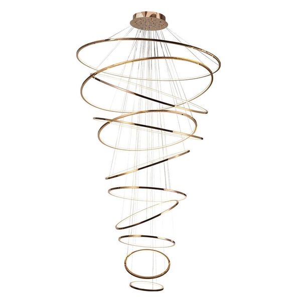 【MARETTI】オランダ・LEDフープ型ペンダントライト「LUXURY RINGS」11灯  BRASS（W1300×H5000mm）