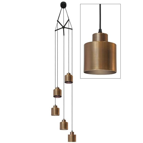 【MARETTI】オランダ・シェードペンダントライト「ROKIN」5灯  BRONZE（H1500mm）