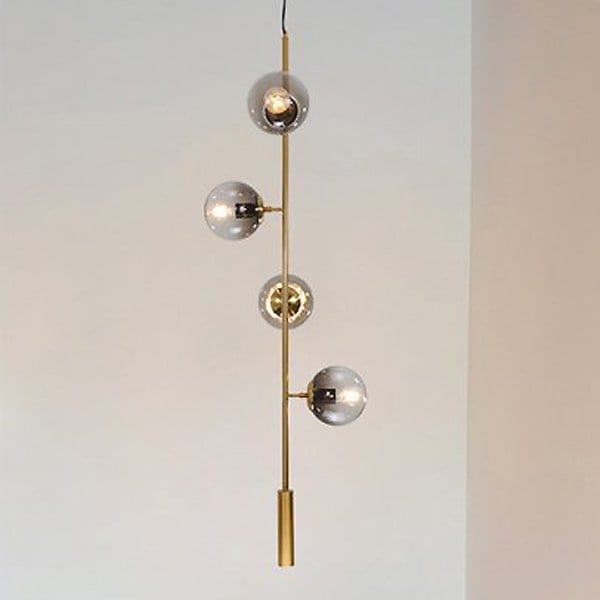 【1台在庫有！】【REBLE】デザインガラスボールシェード照明 4灯 ゴールド (Φ150×H1300mm)