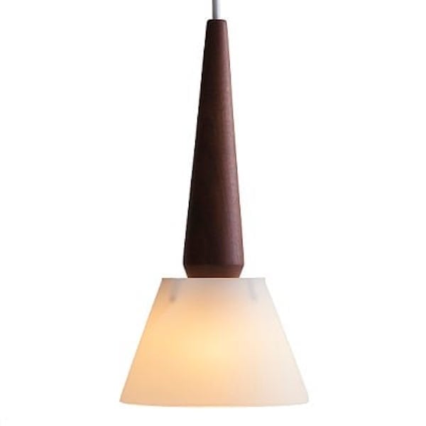 【MOARE】日本製・飛騨木のサステナブルな木製照明  「ティーポペンダント（ウォルナット／乳白ガラス）」ペンダントライト 1灯(Φ156×H313mm)