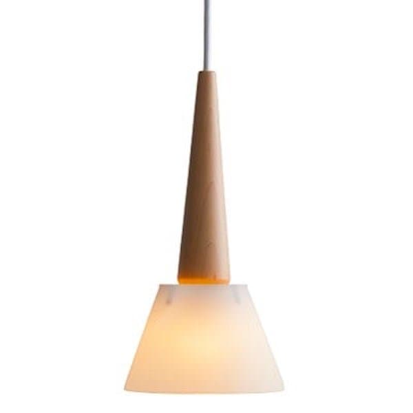 【MOARE】日本製・飛騨木のサステナブルな木製照明  「ティーポペンダント（メイプル／乳白ガラス）」ペンダントライト 1灯(Φ156×H313mm)