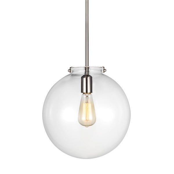 【GENERATION LIGHTING】アメリカ・Sea Gull Collectionペンダントライト「Kate」丸型 1灯 ニッケル (Φ305×H366mm)