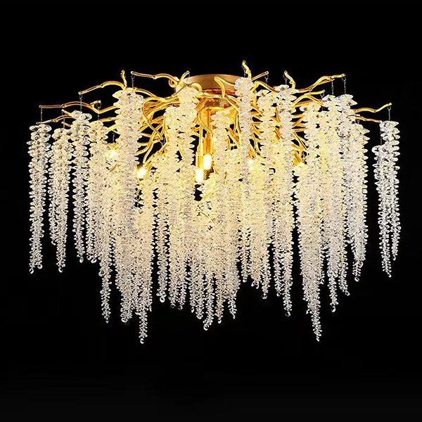 【SaloEElaitte】クリスタルシーリングシャンデリア ゴールド／シルバー 10～15灯（W600～1000mm）