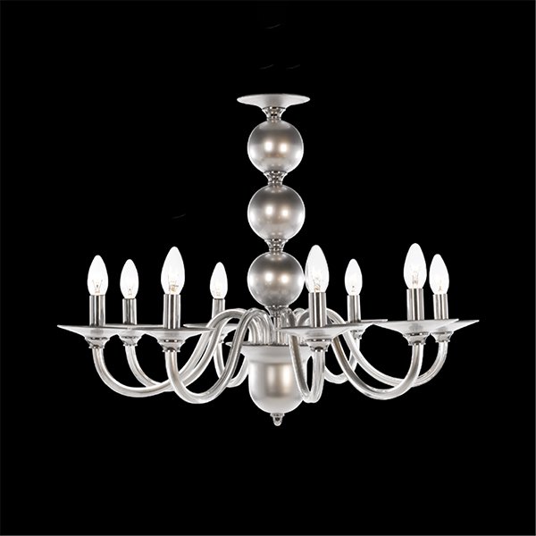 【イリスクリスタル】【VENICE】スペイン・シャンデリア ホワイト／シルバー 5灯～12灯(W680mm~700mm)