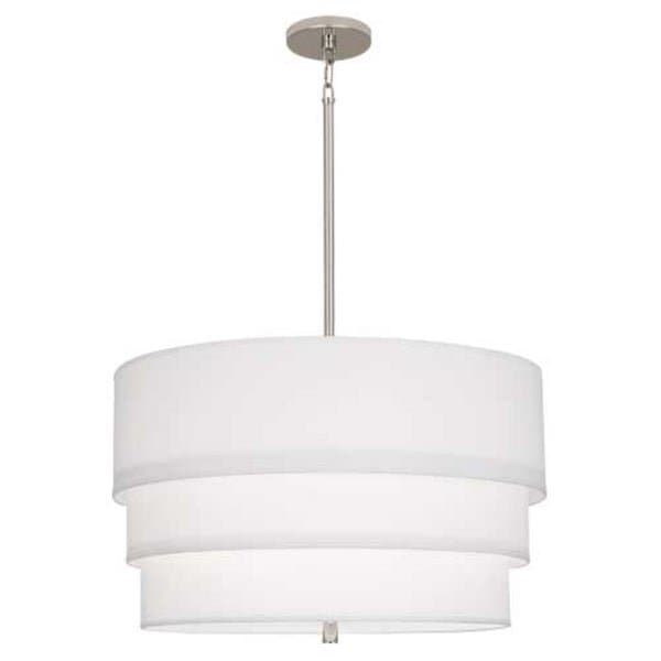 【ROBERT ABBEY】アメリカ・ペンダントライト「Decker Polished Nickel Pendant」3灯ホワイト（W610×H381mm）