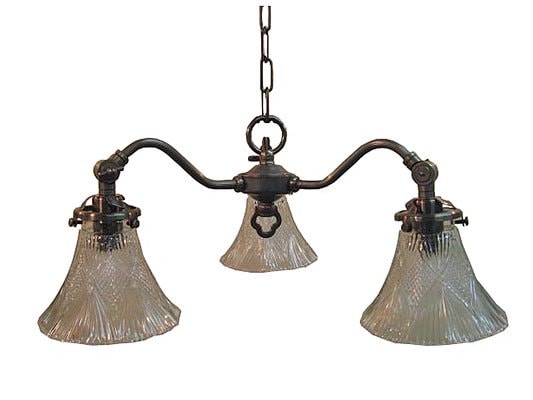 <b>【LAMPS】</b>ガラスシェードペンダントシャンデリア 3灯(W440×H220mm)