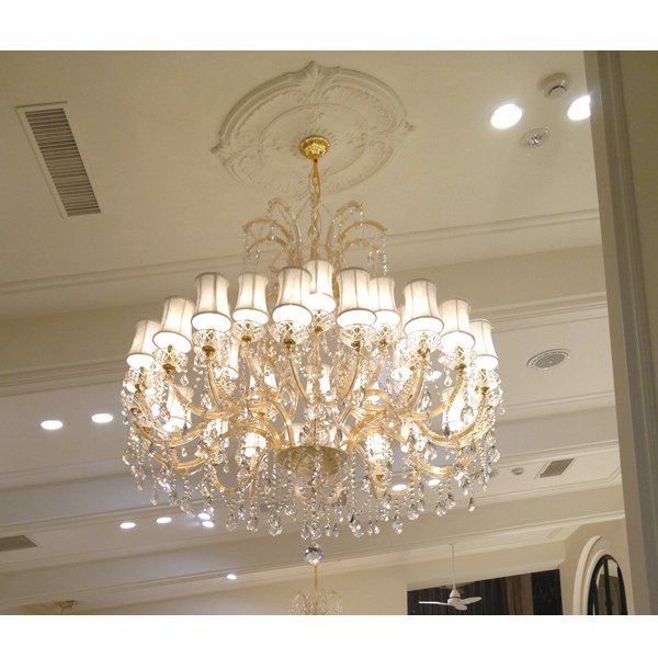 クリスタルシェードシャンデリア 31灯 ゴールドorクローム(W1400