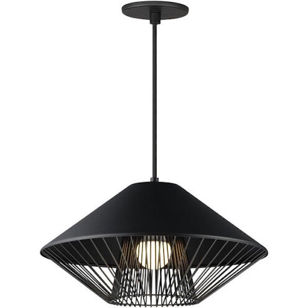 【ET2】アメリカ・ペンダントシーリングライト「Phoenix」1灯 ブラック（W394×H210mm）