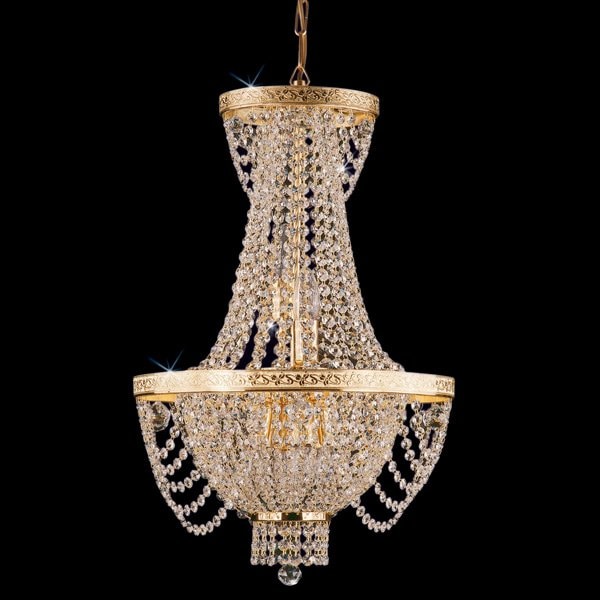 【Preciosa】最高級クリスタルエンパイア型シャンデリア 6灯 ゴールド(W400×H650mm)