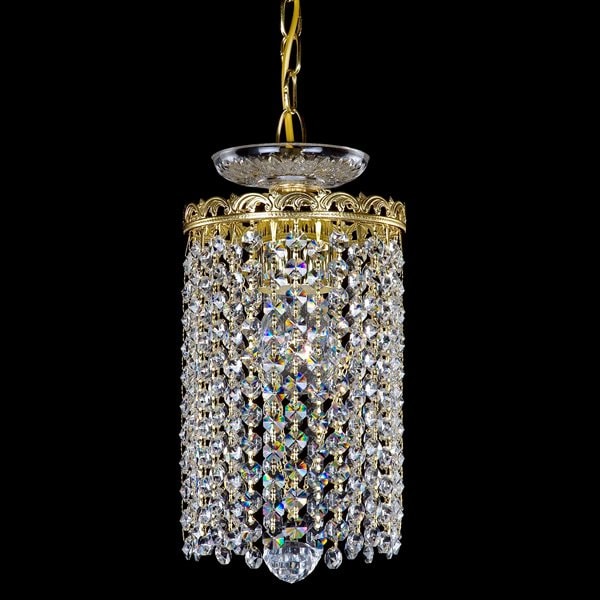 【Preciosa】最高級クリスタルペンダントシャンデリア 1灯 ゴールド(W150×H300mm)