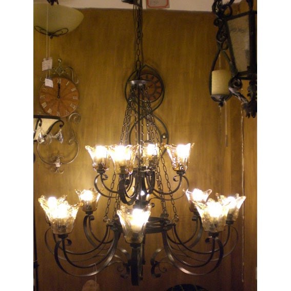 ガラスフラワーシェードシャンデリア 12灯(φ1140×H1160mm)