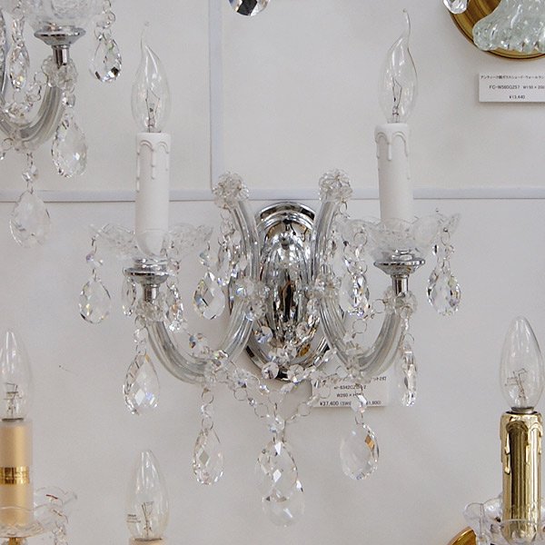 【1台在庫有！クロームのみ】クリスタルブラケット 2灯 クロームorゴールド（W300×H400mm）