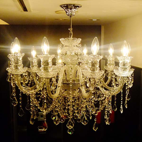【LA LUCE】アスフールクリスタルシャンデリア 10灯【ナポレオン・S】ゴールドorクローム