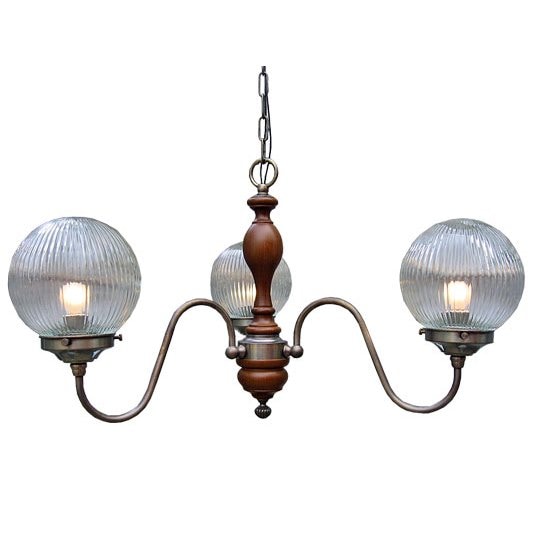 <b>【LAMPS】</b>ガラスシェードペンダントシャンデリア 3灯(W600×H370mm)