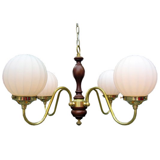 <b>【LAMPS】</b>ガラスシェードペンダントシャンデリア 4灯(W540×H370mm)