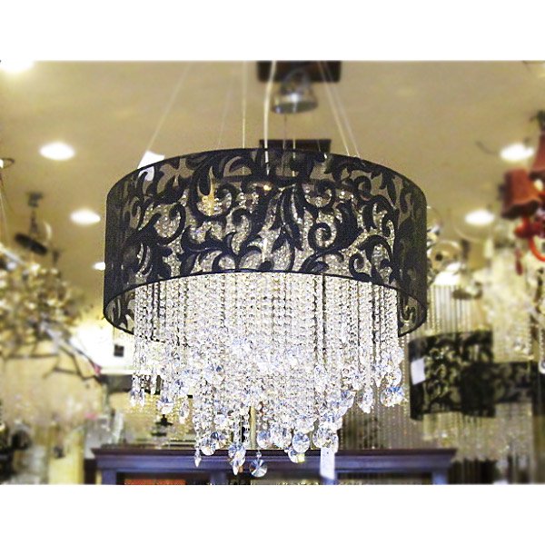【ALABASTER】ブラックシェードアスフールクリスタルシャンデリア 10灯(φ800×H700mm)