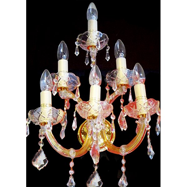 【LA LUCE】アスフールクリスタルブラケット 6灯 ゴールド(W450×H600mm)