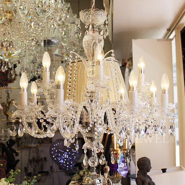 JOSEF WRANOVSKY】チェコクリスタルシャンデリア 12灯 シルバー(W750