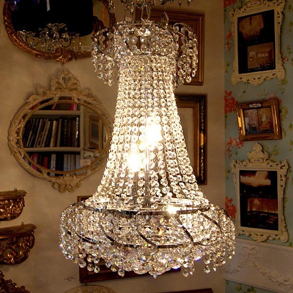 <B>【ALABASTER】</B>デザインエンパイア型クリスタルシャンデリア 12灯(W500×H750mm)