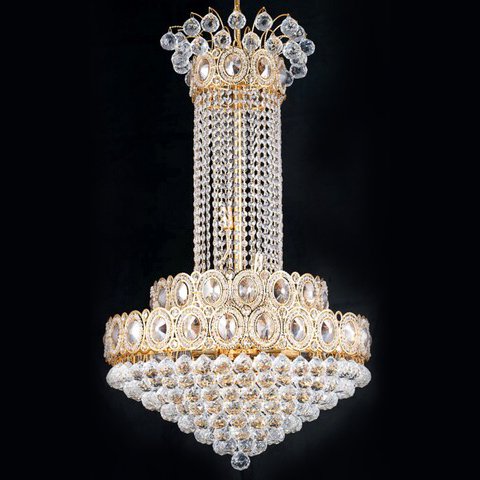 【LA LUCE】「GLOBAL-シリーズ」エンパイア型シャンデリア 12灯 ゴールドorクローム(W600×H900mm)