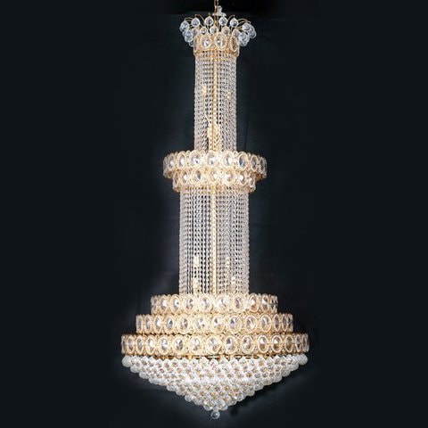 【LA LUCE】「GLOBAL-シリーズ」エンパイア型シャンデリア 36灯 ゴールド(W900×H1850mm)