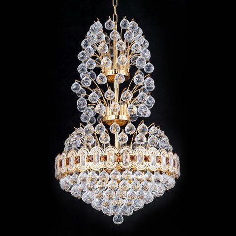 【LA LUCE】「GLOBAL-シリーズ」エンパイア型シャンデリア 10灯 ゴールドorクローム(W500×H800mm)