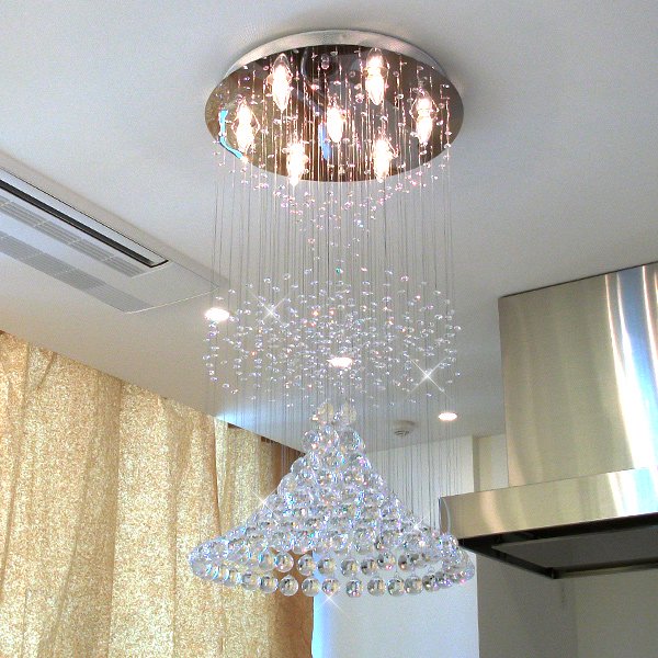 【LA LUCE】アスフールボールクリスタルシャンデリア 7灯(W500×H1000mm)