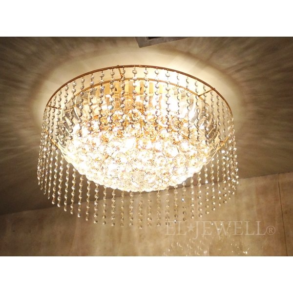 クリスタルラインシーリングシャンデリア ゴールド／クローム 12灯(φ600×H230mm)