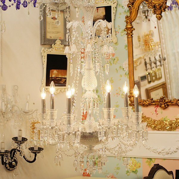 バカラ調クリスタルシャンデリア 8灯 クローム(W700×H1000mm)