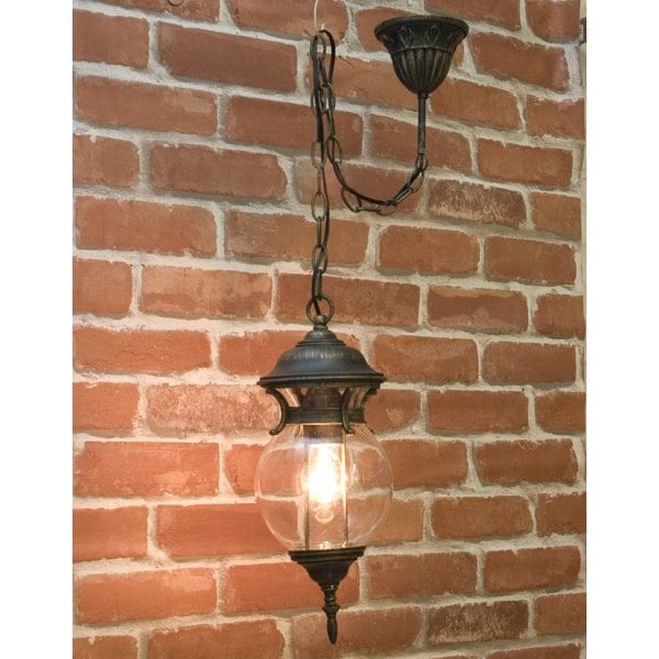 アンティーク調ペンダントランプ「ボール・ブロンズ」1灯(W170×H410mm)