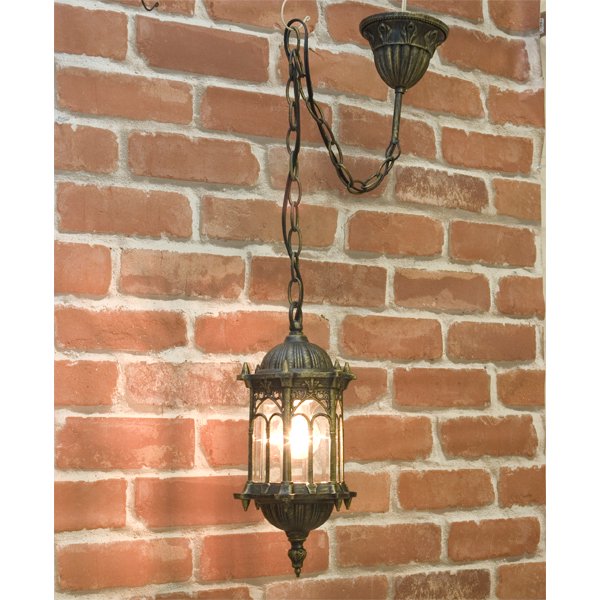 アンティーク調ペンダントランプ「オリエンタル・ブロンズ」1灯(W150×D150×H370mm)