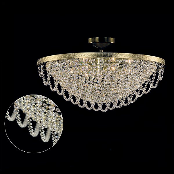 【Preciosa】最上級クリスタルシーリングシャンデリア 6灯 ゴールド(φ600×H320mm)