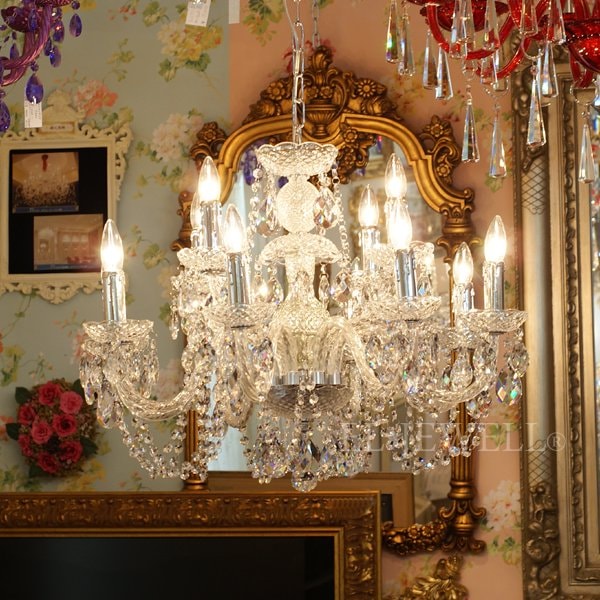 【LA LUCE】アスフールクリスタルシャンデリア 12灯 クロームorゴールド(W660×H580mm)