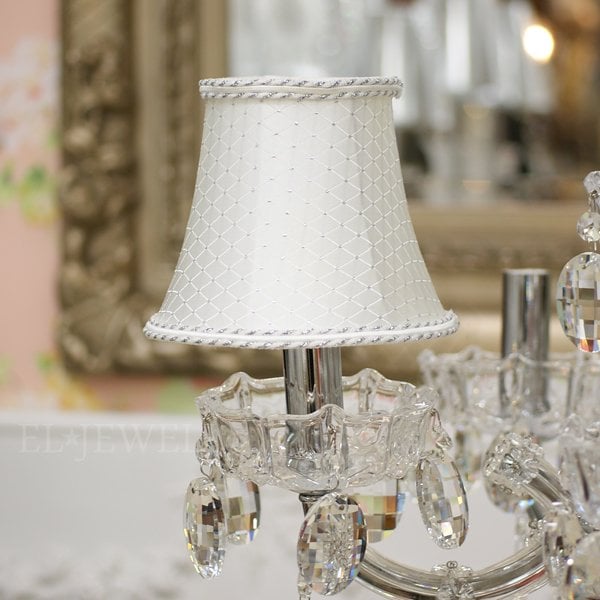 シャンデリア部材★ シェード ダイヤ柄・ホワイト φ15.5×H12.3cm