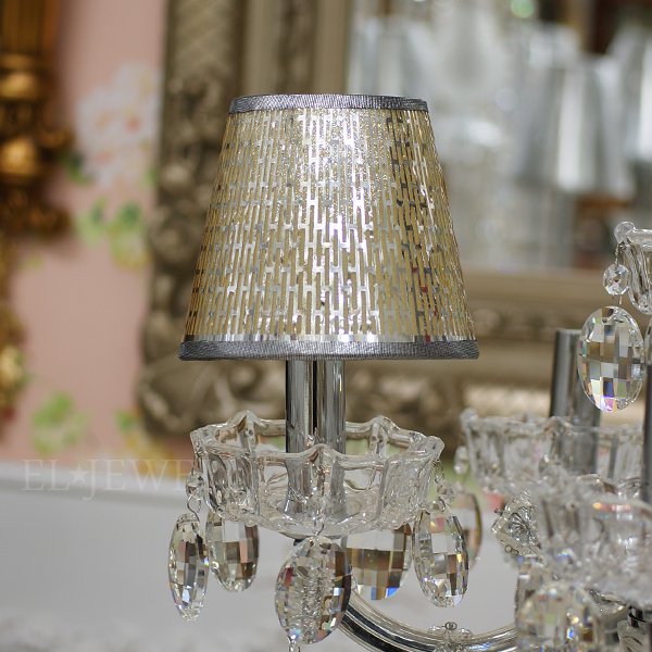 シャンデリア部材★ シェード ジオメトリック柄・ゴールド φ14.2×H12.4cm