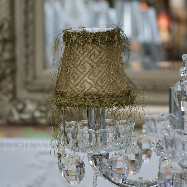 シャンデリア部材★ シェード ジオメトリック柄・カーキ φ13×H12cm