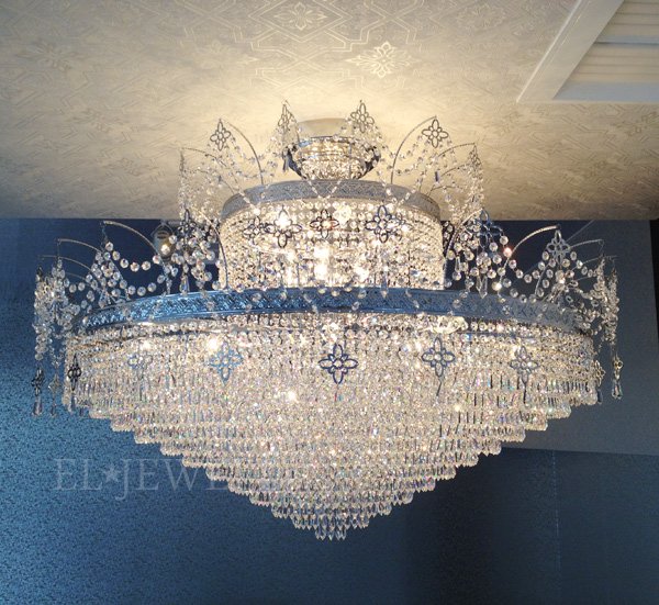 【LA LUCE】クリスタルシーリングシャンデリア 36灯 クローム(W1300×H1000mm)