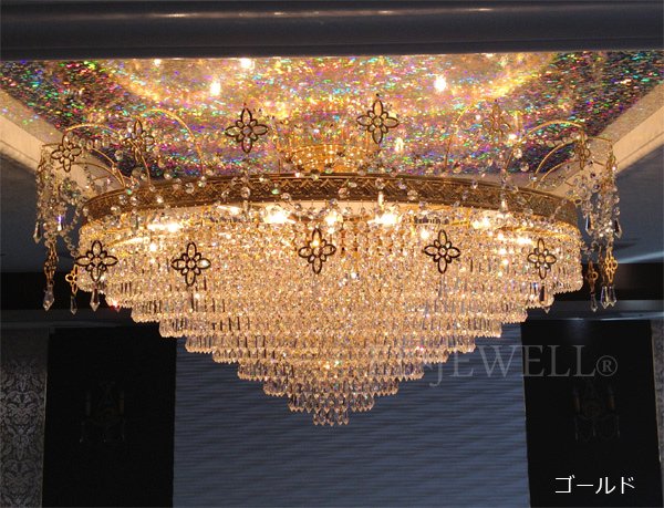 【LA LUCE】クリスタルシーリングシャンデリア 25灯 ゴールドorクローム(W1100×H600mm)