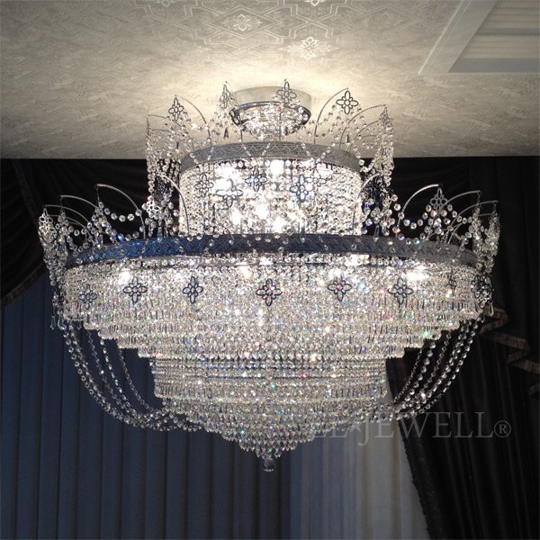 【LA LUCE】クリスタルシーリングシャンデリア 36灯 クローム(W1300×H1200mm)