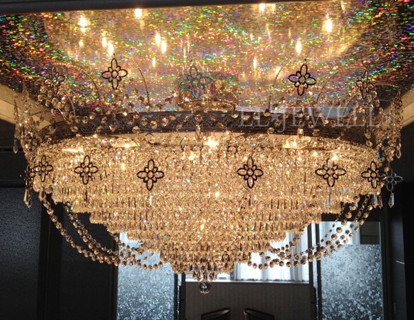 【LA LUCE】クリスタルシーリングシャンデリア 25灯 ゴールドorクローム(W1100×H600mm)