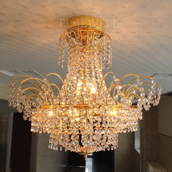 【LA LUCE】クリスタルシーリングシャンデリア 9灯 ゴールド(W600×H600mm)