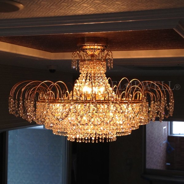 【LA LUCE】クリスタルシーリングシャンデリア 20灯 ゴールド(W1100×H600mm)