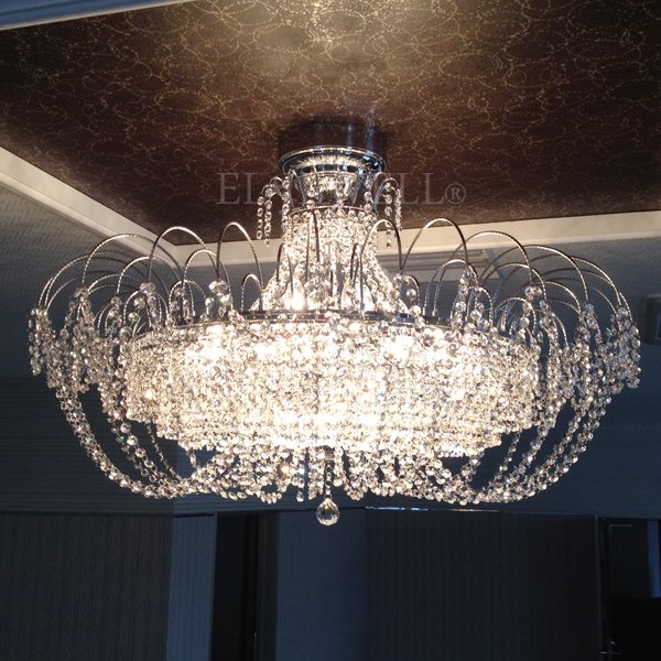 【LA LUCE】クリスタルシーリングシャンデリア 20灯 クローム(W1100×H600mm)