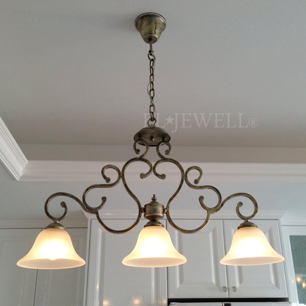 アイアンガラスシェードシャンデリア 3灯(W765×H710mm)