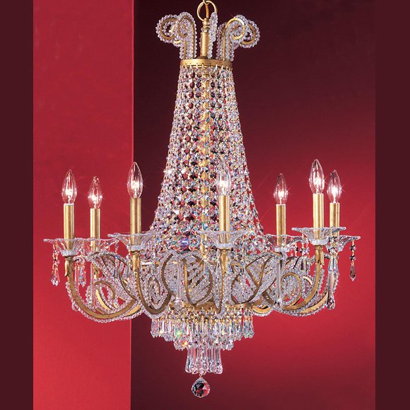 【CLT】アメリカ・クリスタルシャンデリア『Beaded Leaf』8灯 ゴールド(W710×H840mm)*