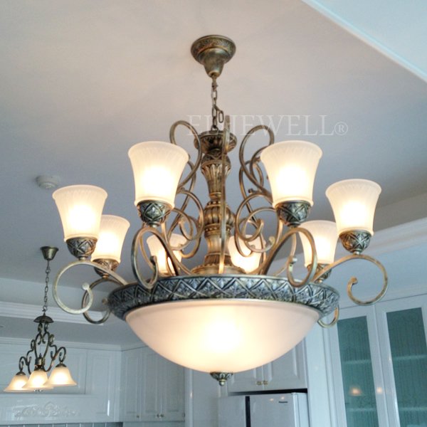 アイアンガラスシェードシャンデリア 11灯(W885×H635mm)