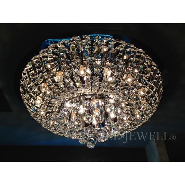【LA LUCE】ボールクリスタルシーリングシャンデリア 25灯 クローム(W800×H300mm)